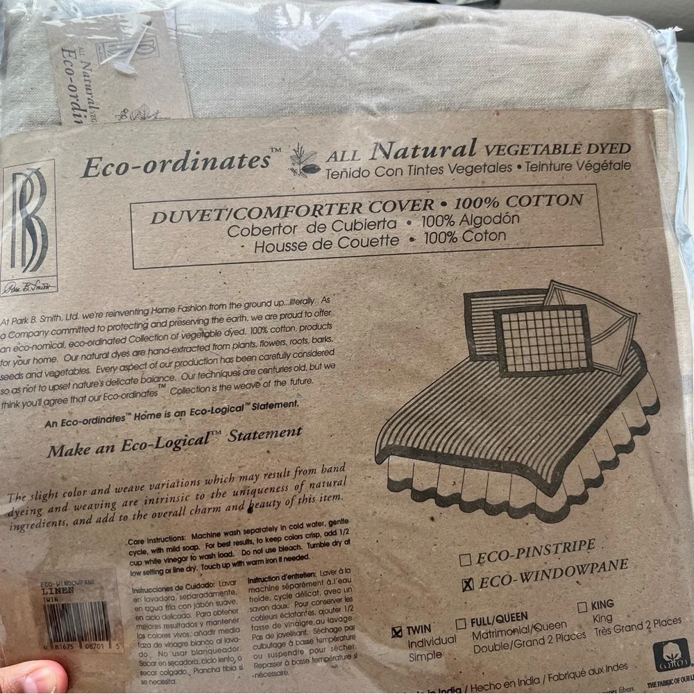 Park B. Smith Eco-ordinates All Natural duvet comforter cover 100% Cotton Twin